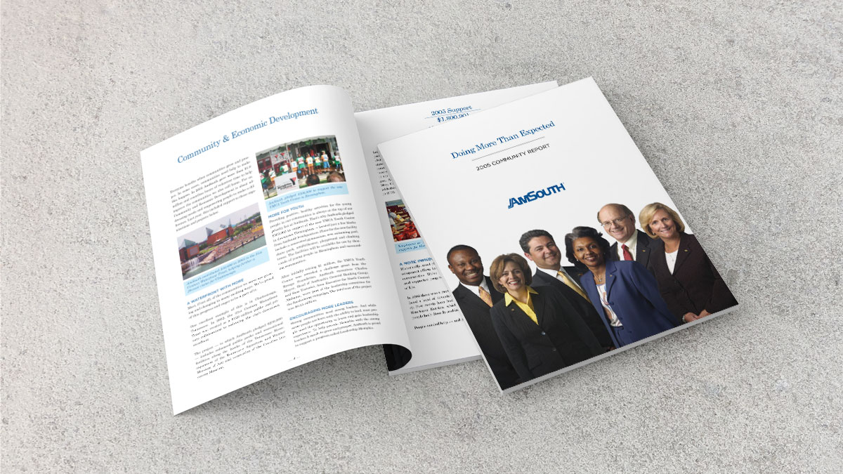AmSouth Community Report AR Cover and Spread